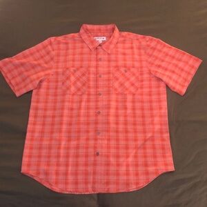 Orvis Men's Classic Collection Orange Plaid Button Up Short Sleeve Shirt Size XL